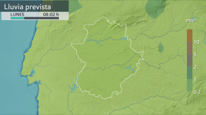 Previsión de lluvia para hoy en Extremadura
