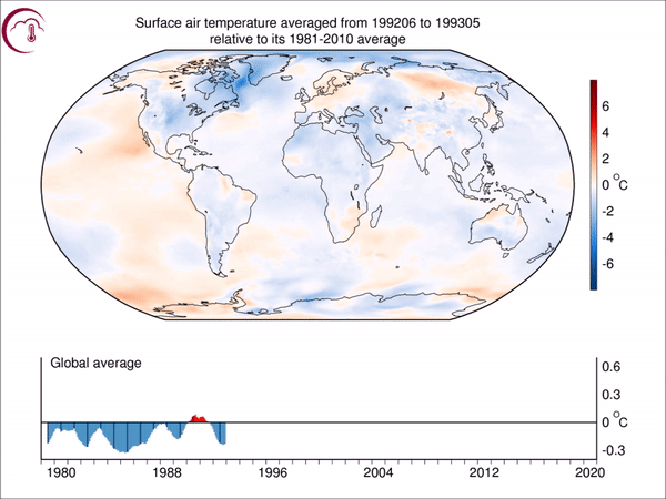 Anomalía de las temperaturas medias anual en superficie. Referencia, media 1981-2010