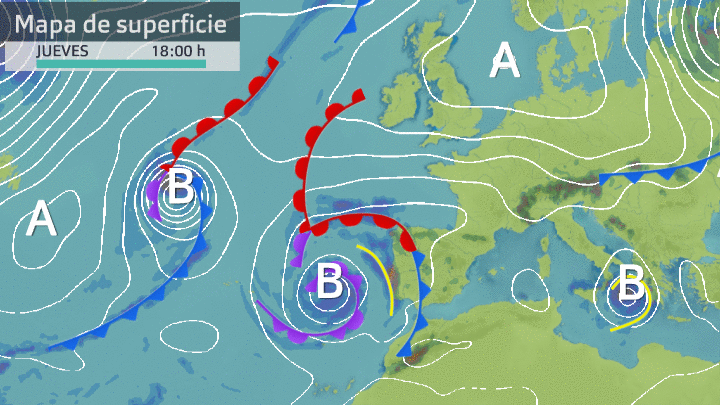 Situación en superficie y a 500 hPa jueves 17 de septiembre 18h
