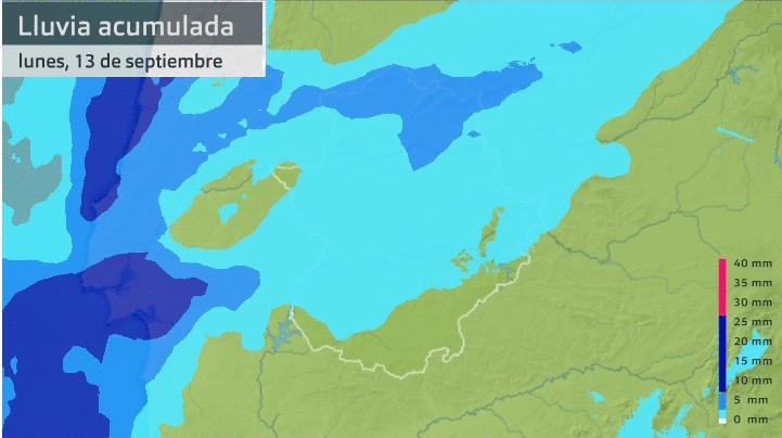 Acumulados de lluvia para hoy lunes 13 de septiembre y para mañana martes 14