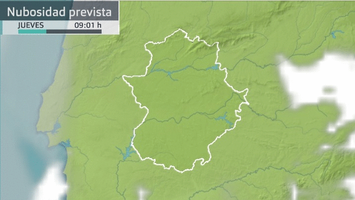 Previsión cobretura nubosa para hoy en Extremadura