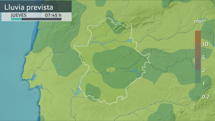 Previsión de lluvia para hoy en Extremadura