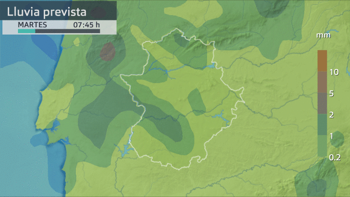 Previsión de lluvia para hoy en Extremadura