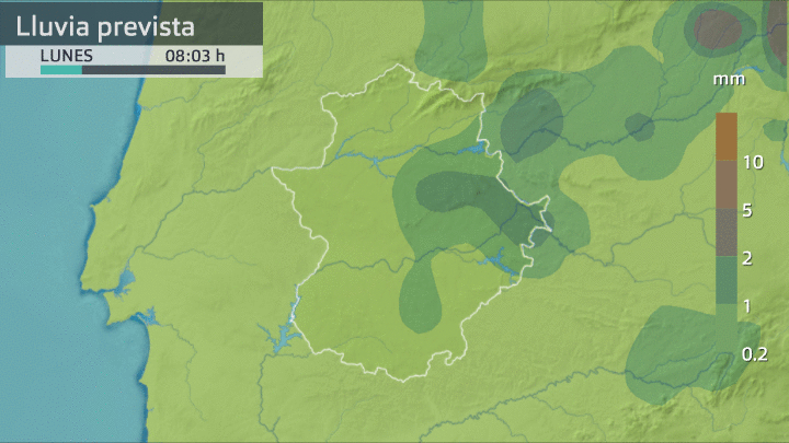 Previsión de lluvia para hoy en Extremadura