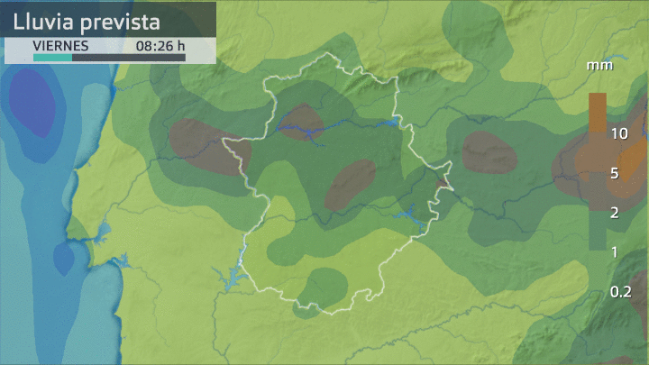 Previsión de lluvia para hoy en Extremadura