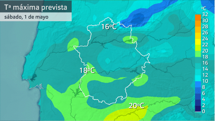 Temperatura máxima prevista para los 4 próximos días