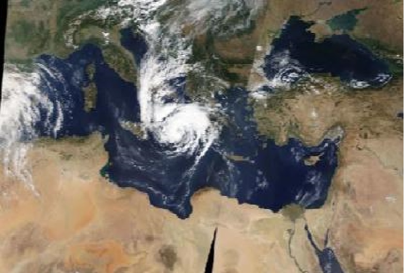 Imagen del Medicane Ianos. Satelite MODIS. Jueves 17 de septiembre