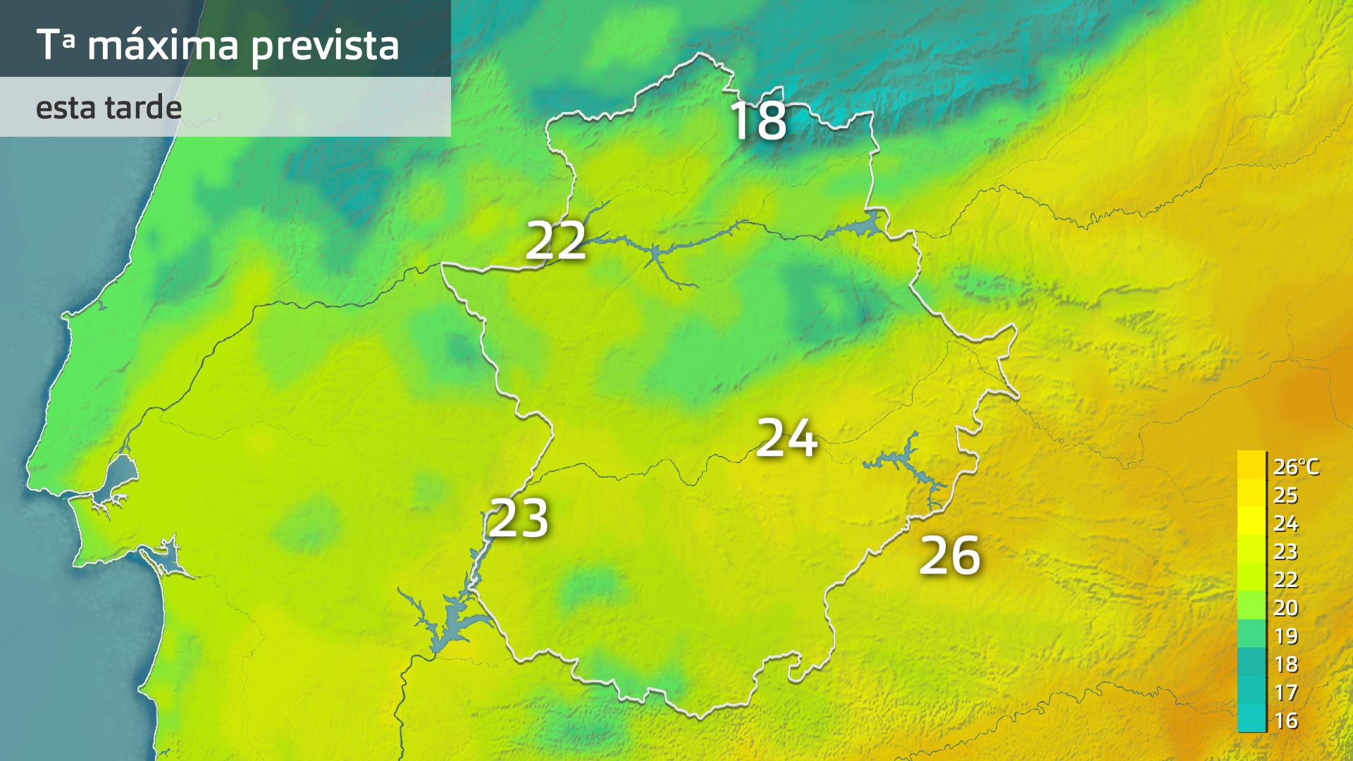 Temperatura máxima prevista para hoy lunes 7 de octubre