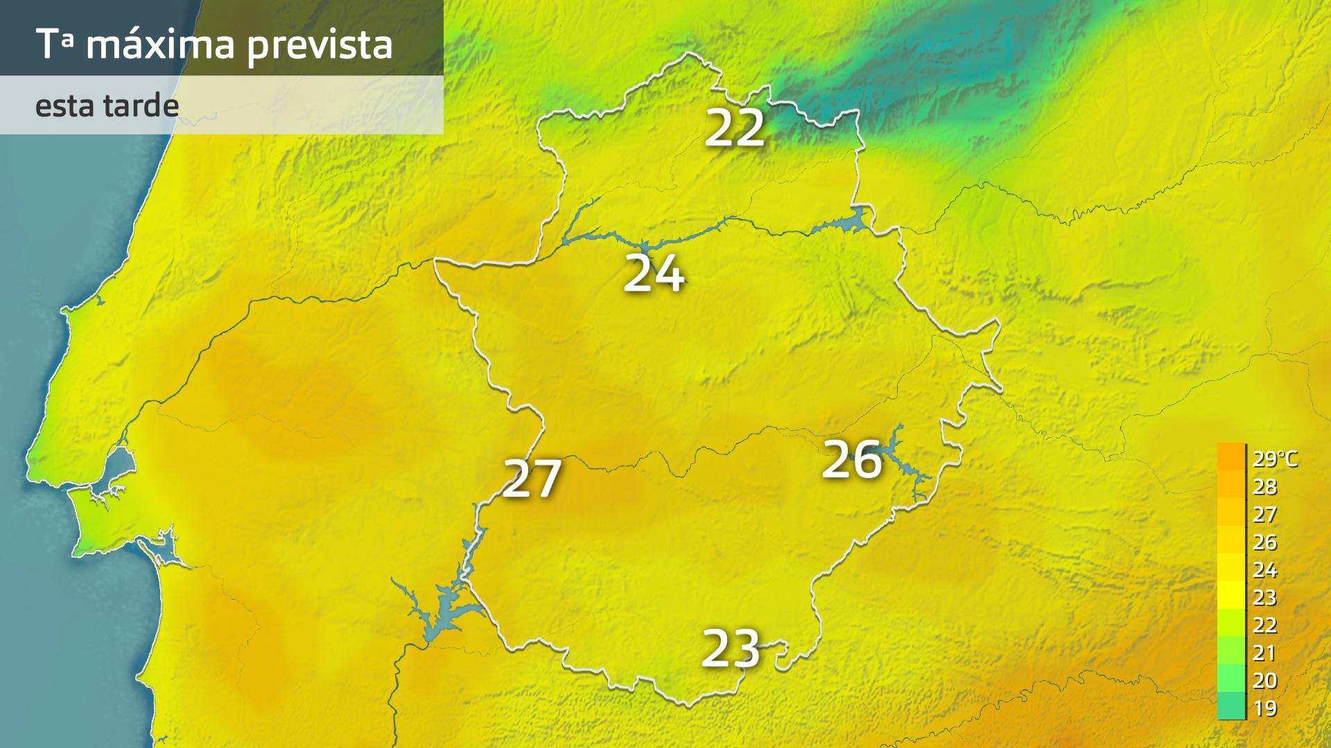 Temperatura máxima prevista para hoy lunes 14 de octubre