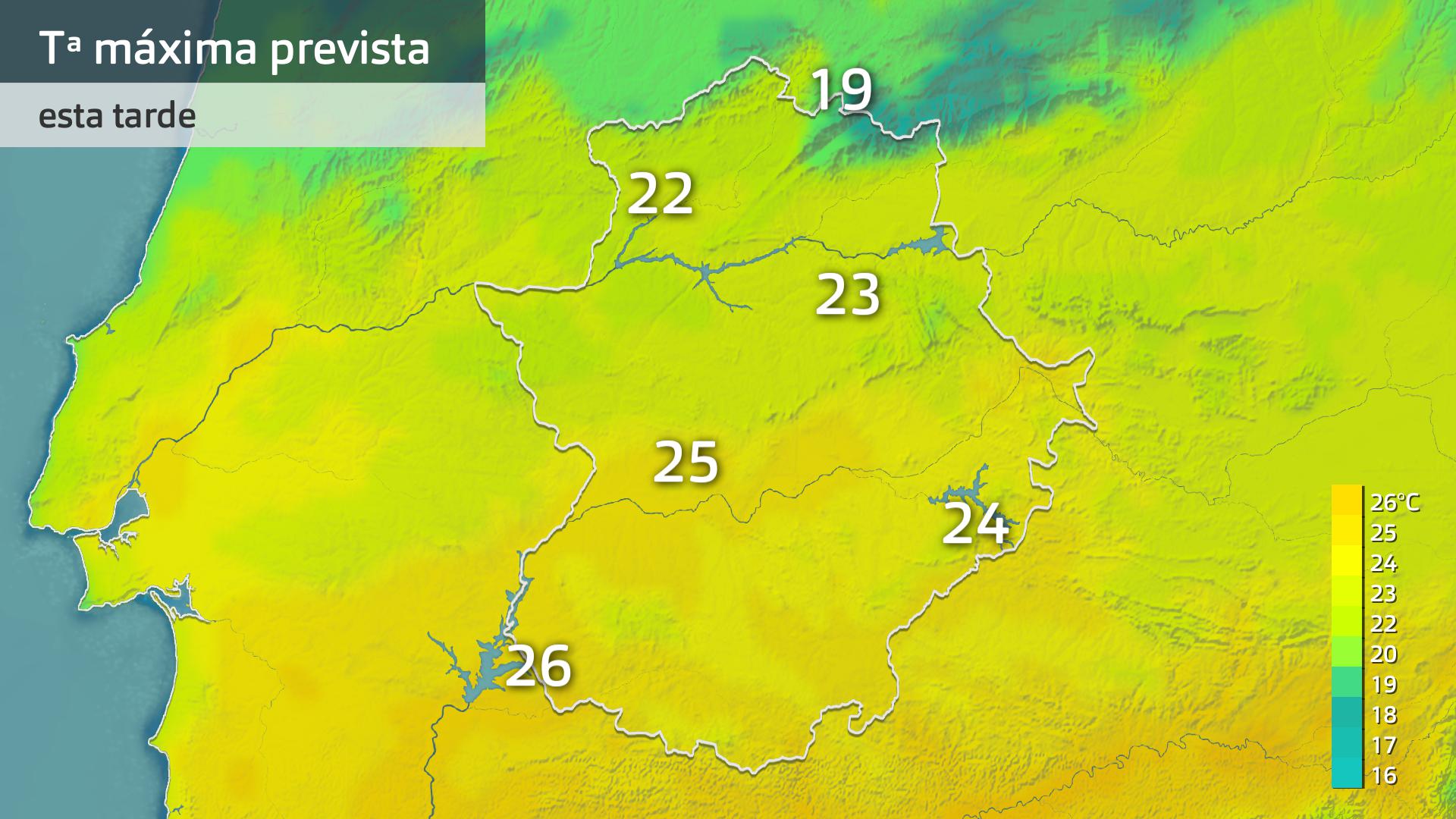 Temperatura máxima prevista para hoy lunes 21 de octubre