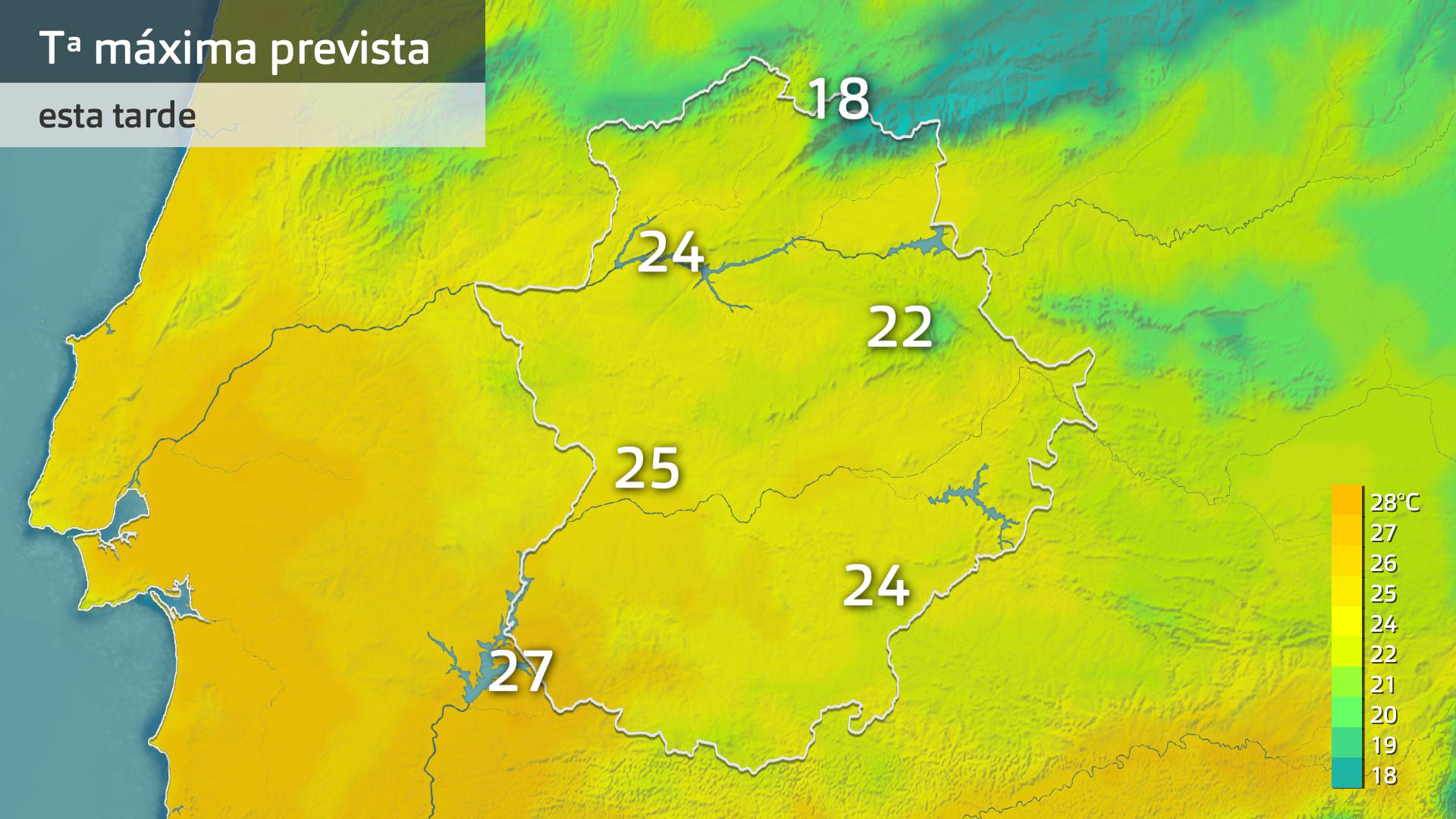 Temperatura máxima prevista para hoy miércoles 23 de octubre