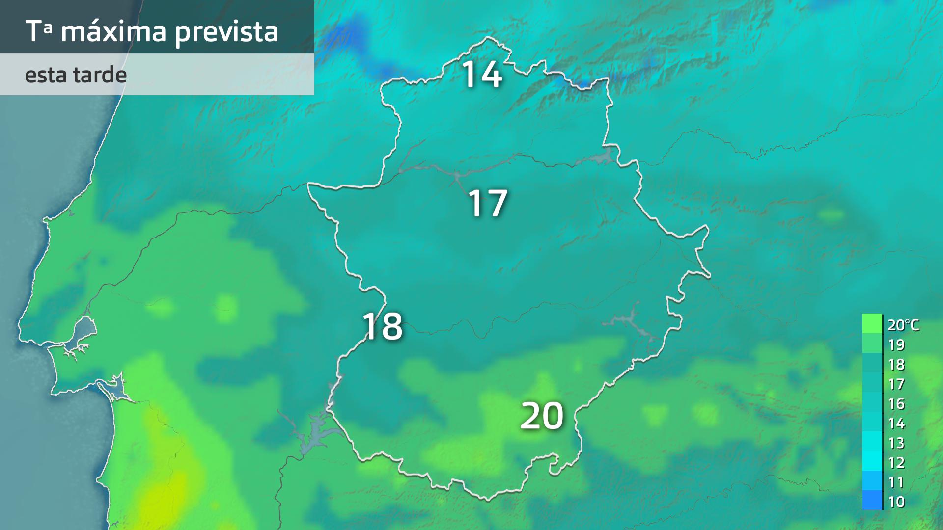 Temperatura máxima prevista para hoy miércoles 18 de diciembre