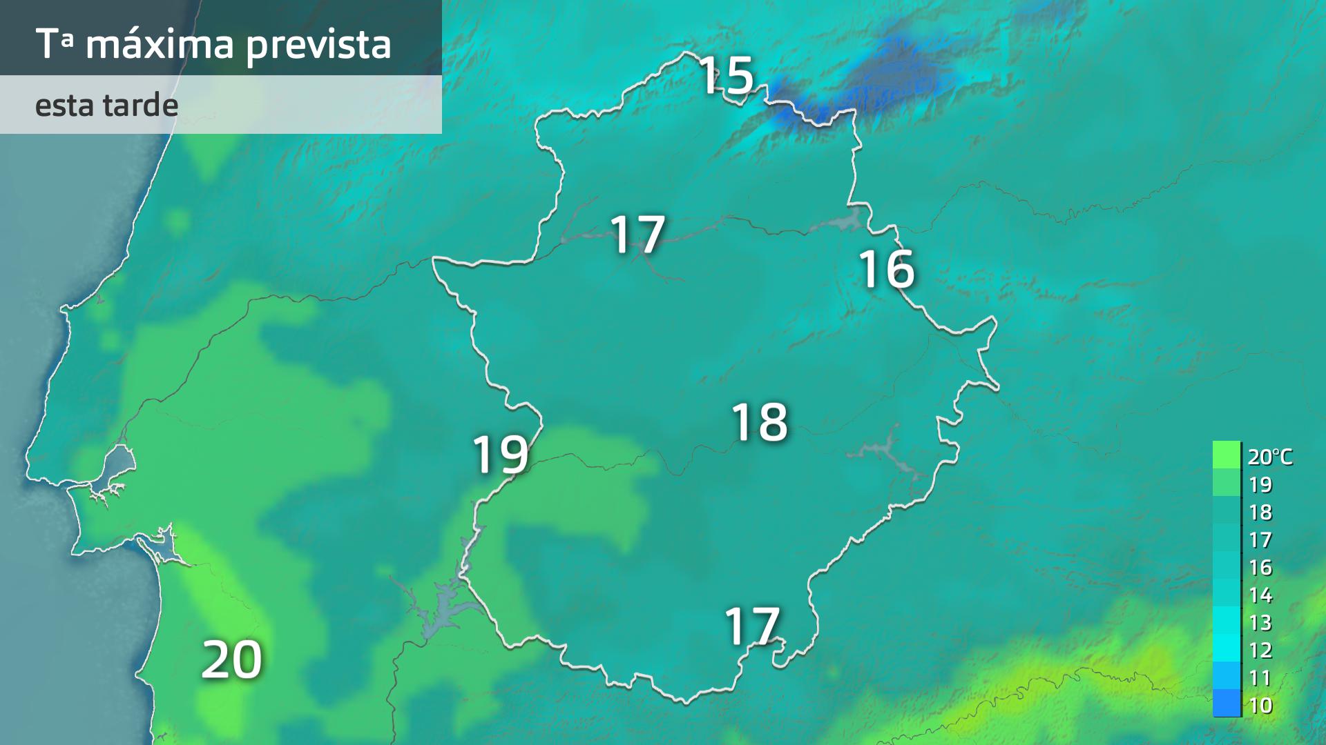 Temperatura máxima prevista para hoy miércoles 19 de febrero