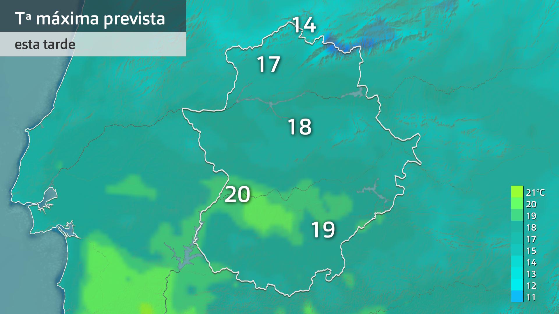 Temperatura máxima prevista para hoy lunes 24 de febrero