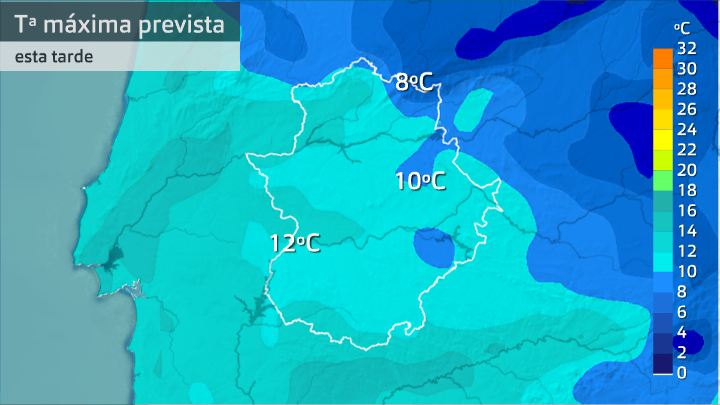 Temperatura máxima prevista jueves 14 de enero