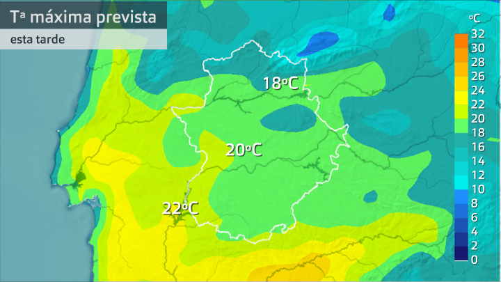 Temperatura máxima prevista para hoy jueves 22 de abril