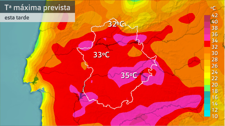 Temperatura máxima prevista para hoy lunes 14 de junio