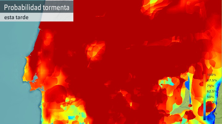 Mapa de probabilidad de tormenta para hoy martes 14 de septiembre