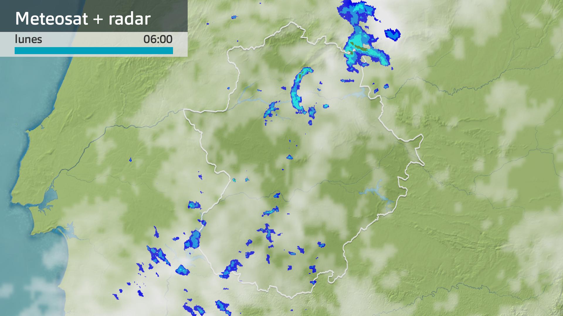 Imagen del Meteosat + radar meteorológico lunes 2 de diciembre 6 h.