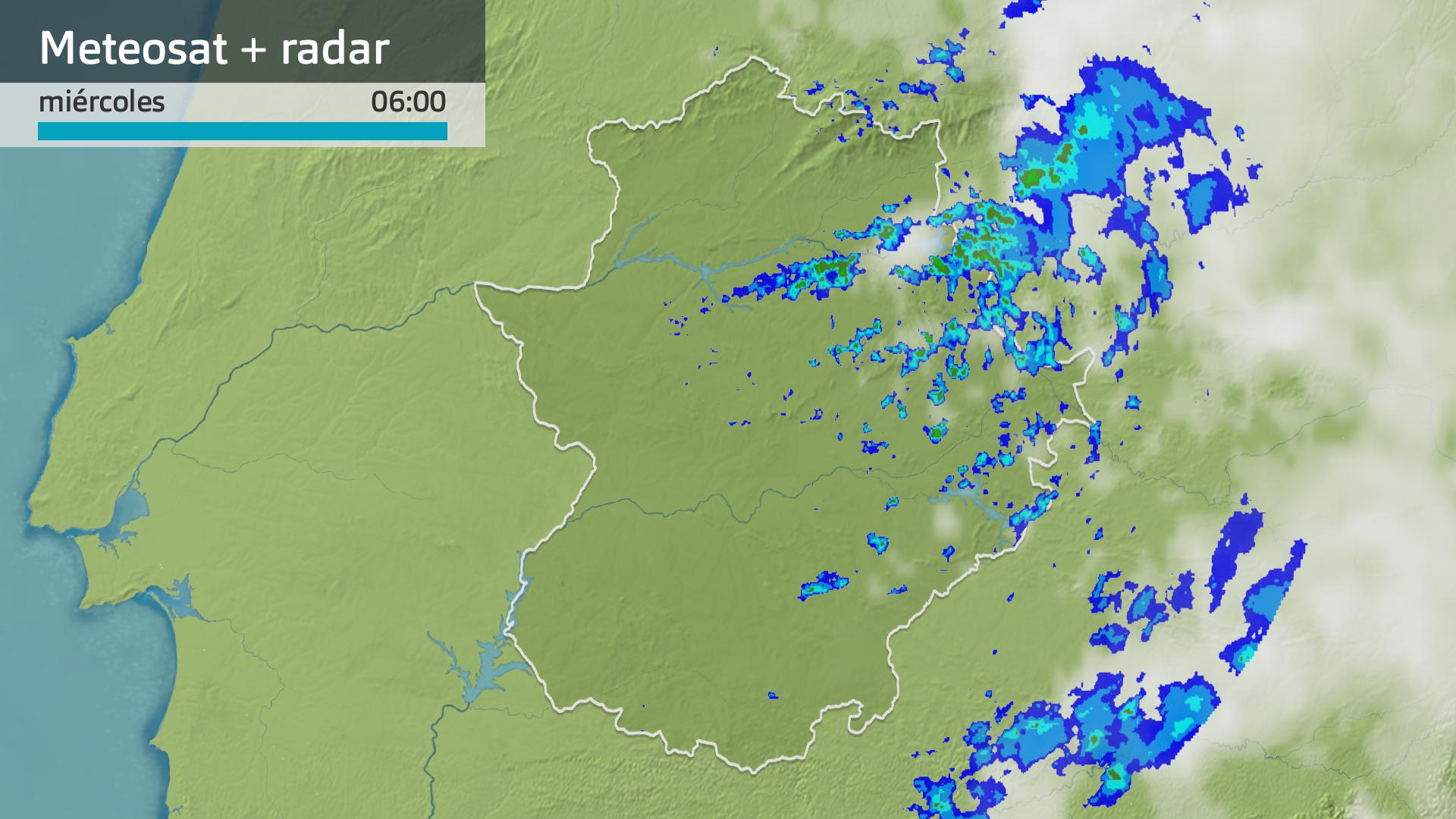 Imagen del Meteosat + radar meteorológico miércoles 16 de octubre 6 h.