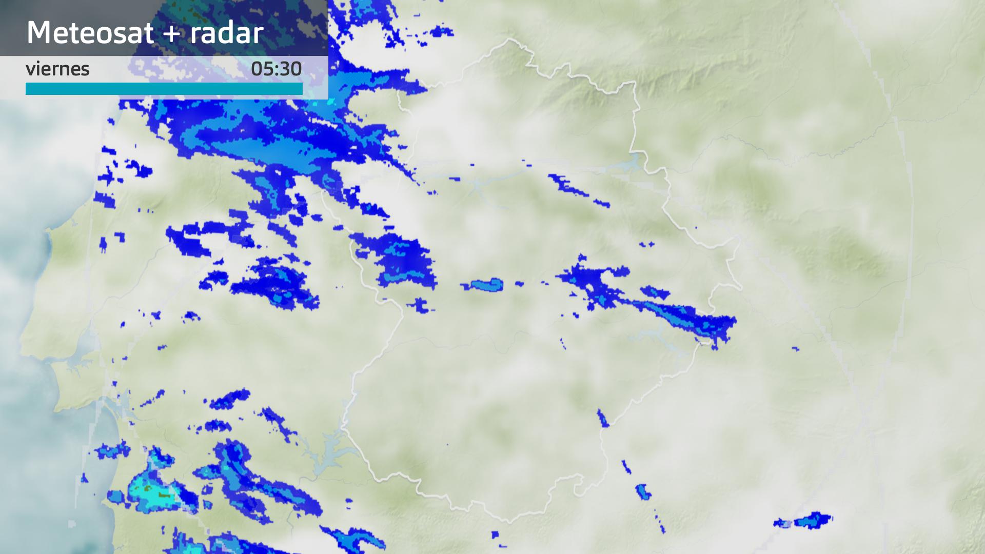 Imagen del Meteosat + radar meteorológico viernes 29 de diciembre 5:30 h.