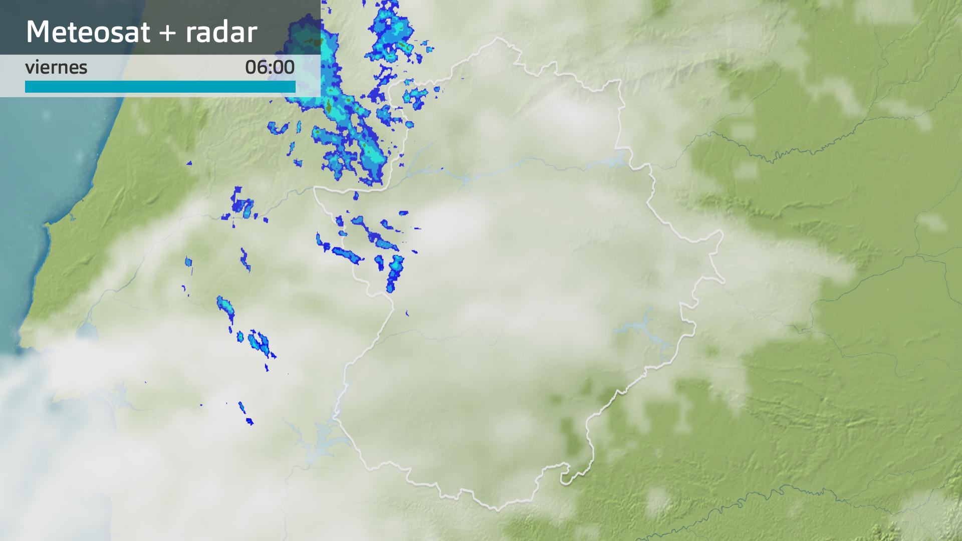 Imagen del Meteosat + radar meteorológico viernes 11 de octubre 6 h.