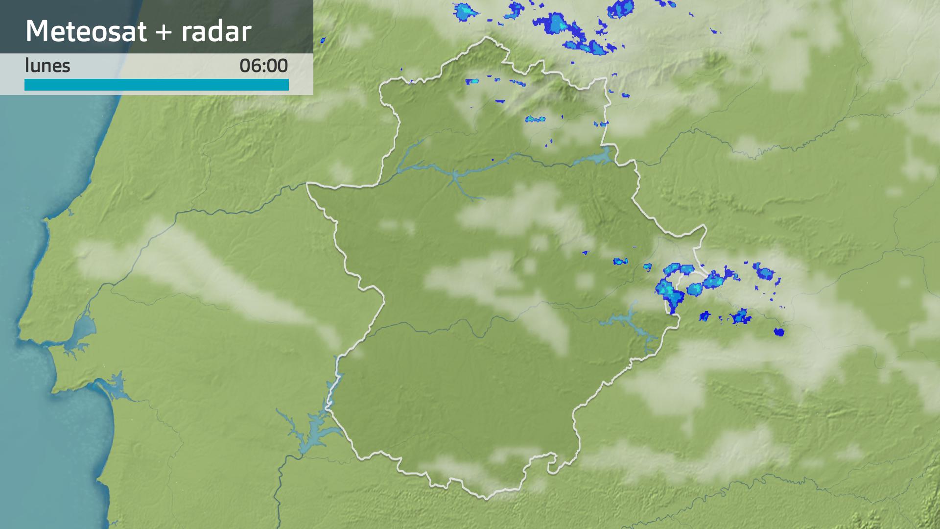 Imagen del Meteosat + radar meteorológico lunes 18 de noviembre 6 h.