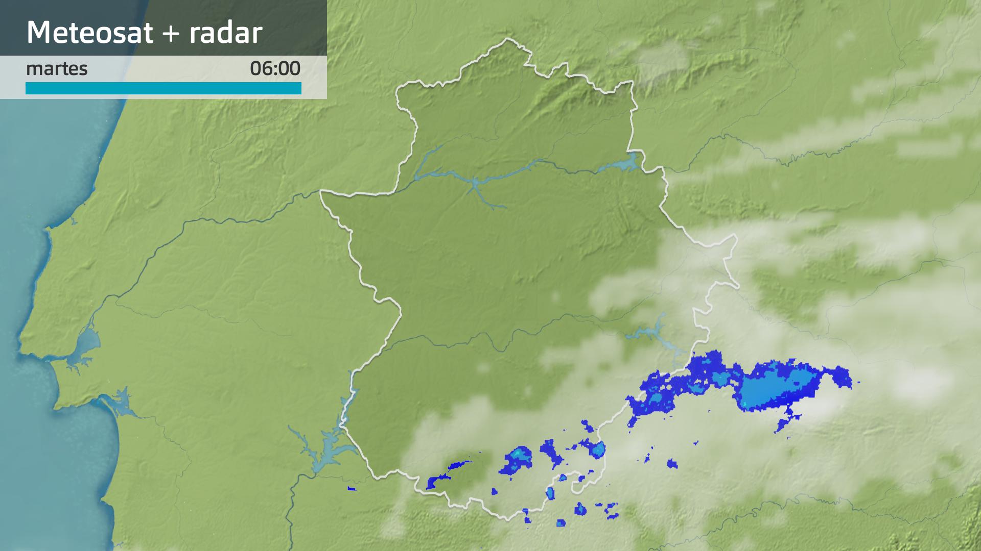 Imagen del Meteosat + radar meteorológico martes 19 de noviembre 6 h.