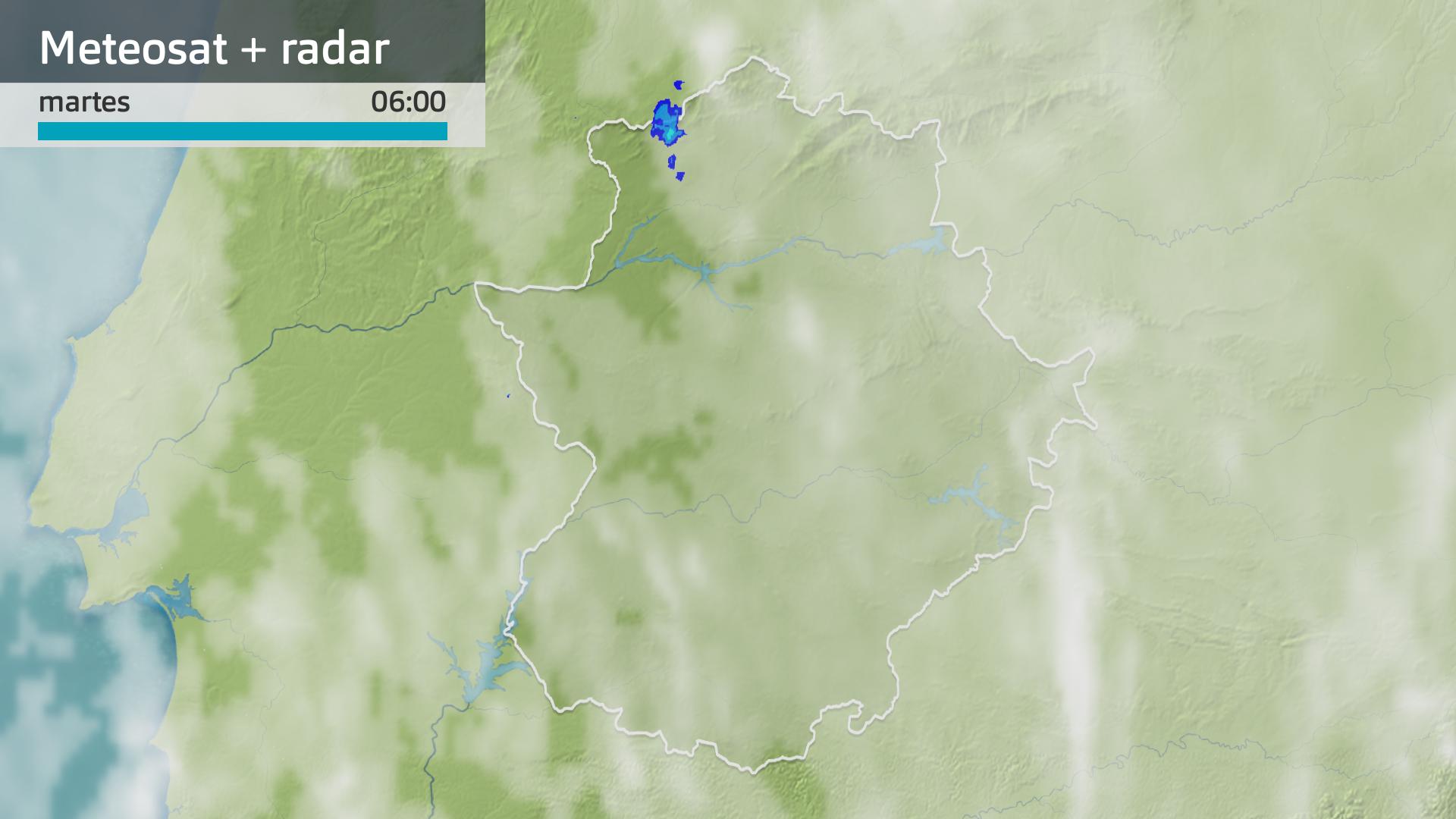 Imagen del Meteosat + radar meteorológico martes 17 de diciembre 6 h.