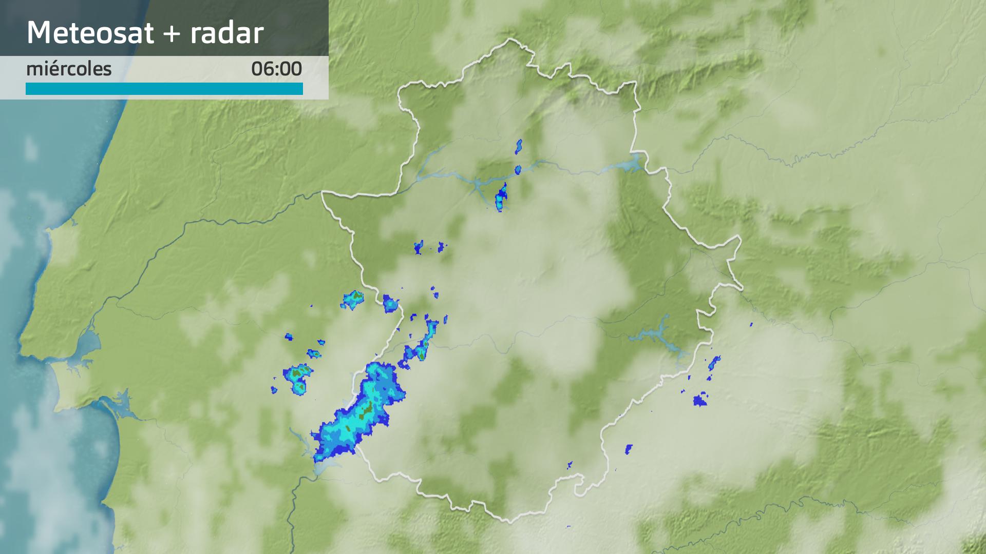 Imagen del Meteosat + radar meteorológico miércoles 18 de diciembre 6 h.