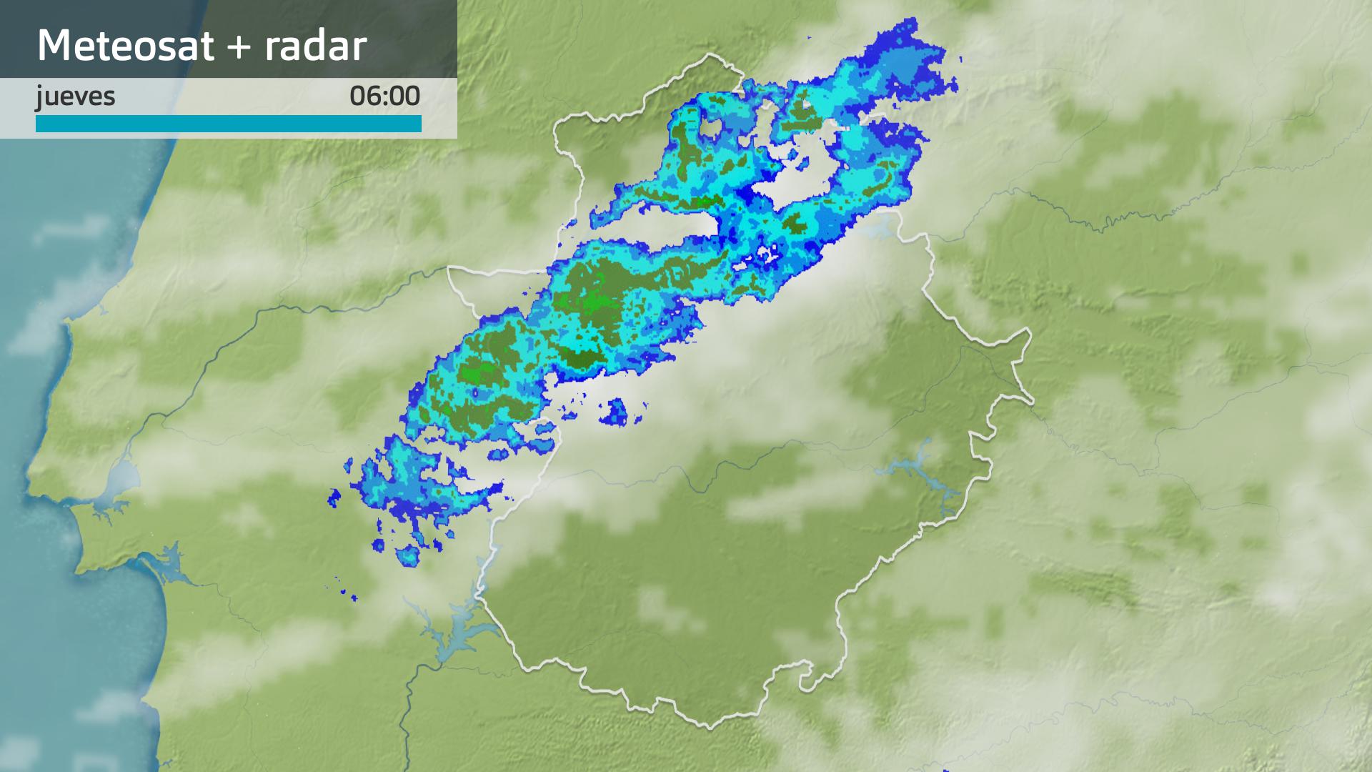 Imagen del Meteosat + radar meteorológico jueves 19 de diciembre 6 h.