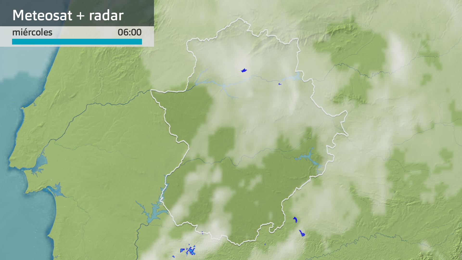 Imagen del Meteosat + radar meteorológico miércoles 19 de febrero 6 h.