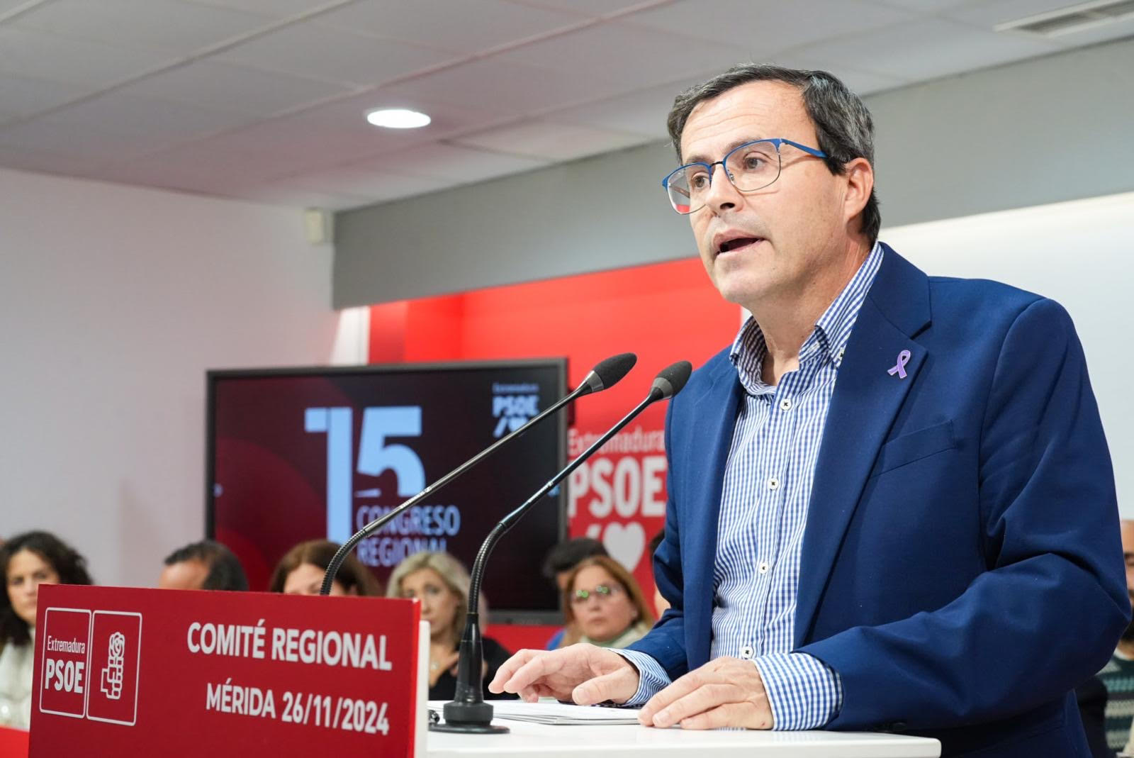 Miguel Ángel Gallardo interviene en el Comité Regional del PSOE de Extremadura