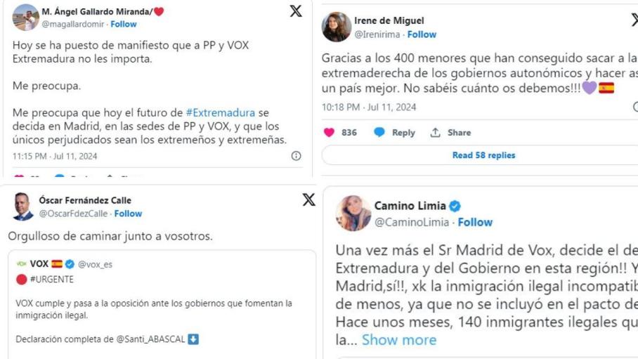 Reacciones en redes sociales al anuncio de Vox