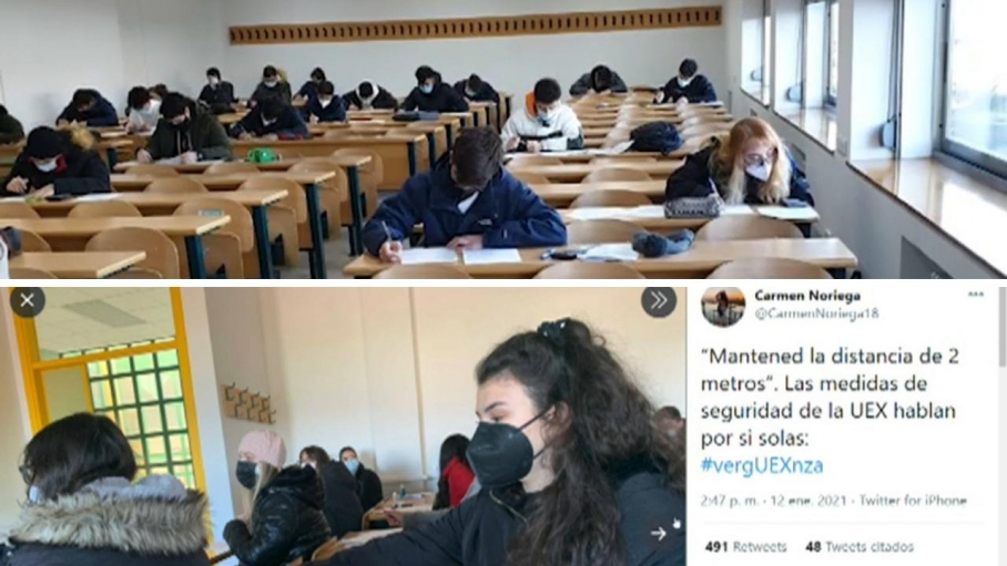 Imágenes de la realización de exámenes presenciales en la Universidad de Extremadura