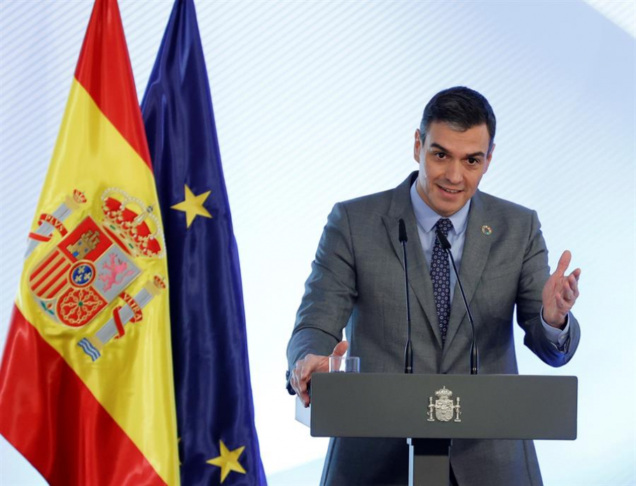 El presidente del Gobierno, Pedro Sánchez interviene en el acto de firma del Protocolo sobre Alquiler Social de Viviendas, hoy en el Palacio de la Moncloa.