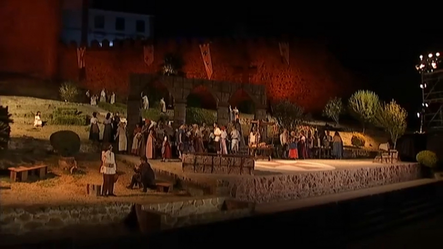 Representación teatral en el Festival Templario de Jerez de los Caballeros.