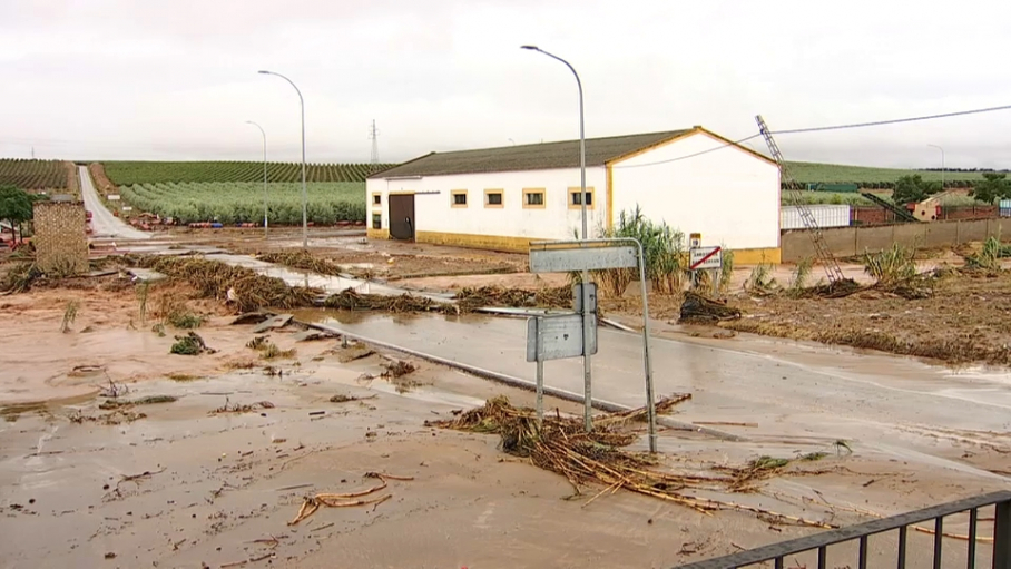 Carretera cortada ayer en Arroyo de San Serván