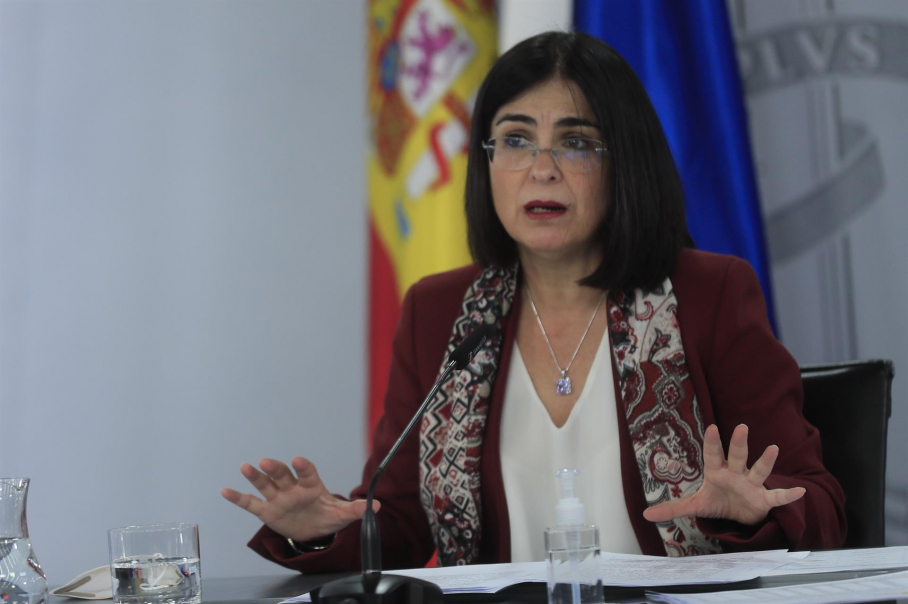 La ministra de Sanidad, Carolina Darias, ofrece una rueda de prensa tras el Consejo Interterritorial del Sistema Nacional de Salud este miércoles en Madrid. 