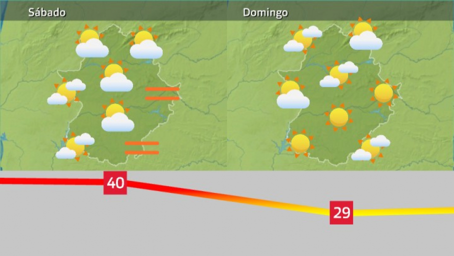 Mapa de tiempo previsto para el sábado 21  y el domingo 22 de mayo