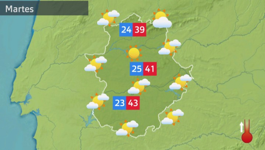 Mapa de tiempo previsto para el martes 12 de julio