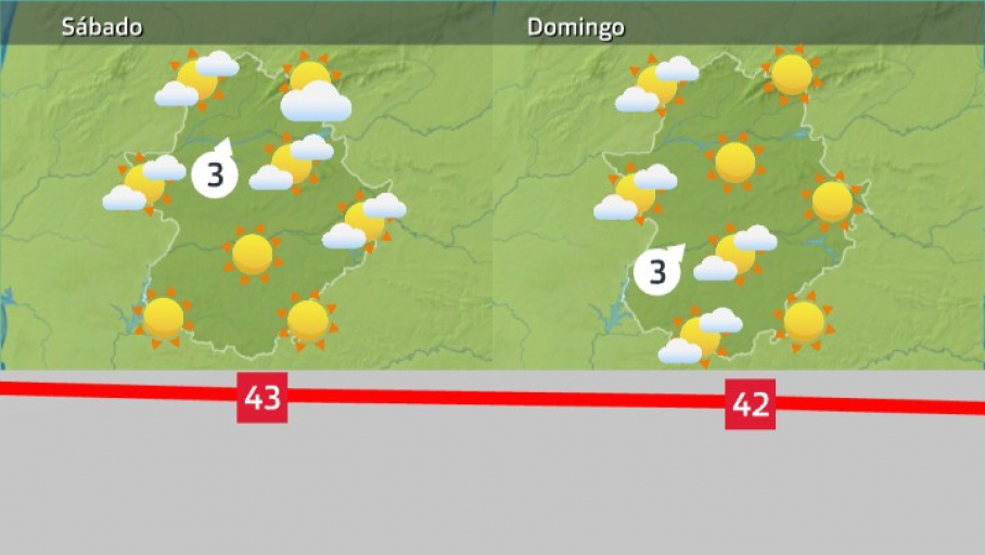 Mapa de tiempo previsto para el sábado 16  y el domingo 17 de julio