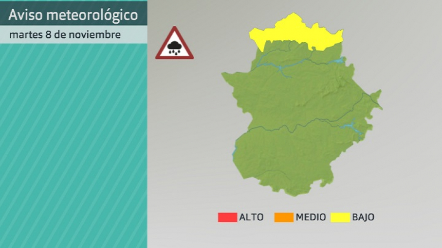 Mapa de avisos meteorológicos (Aemet) para hoy martes 8 de noviembre