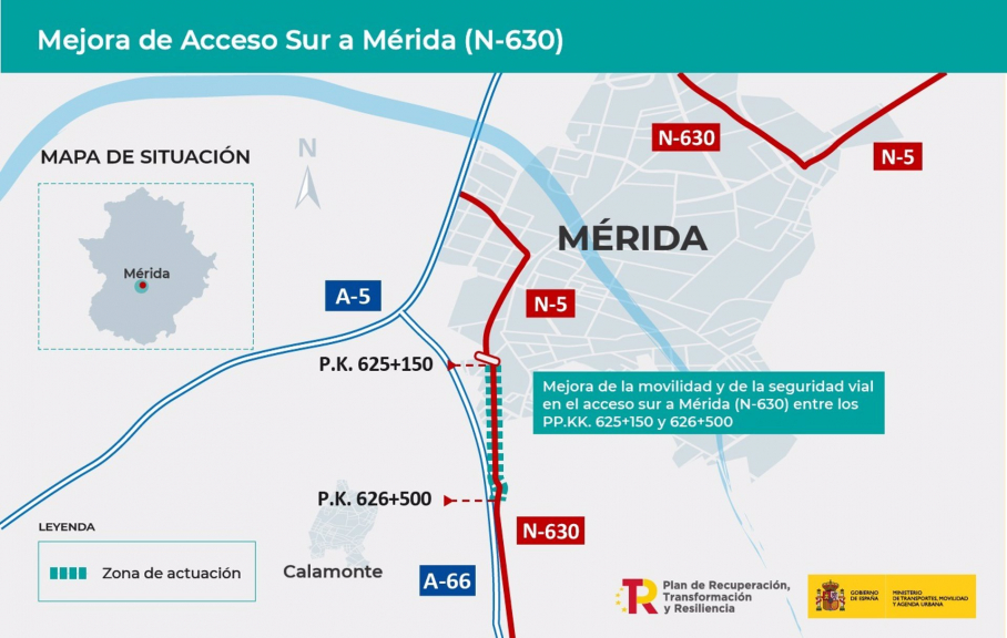 Proyecto de acceso sur a Mérida por la N-630