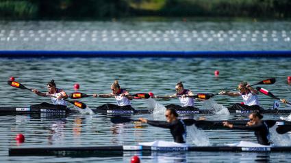 Estefanía Fernández compitiendo en su final del K4-500m