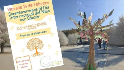 Cartel del evento y arbol esperanza