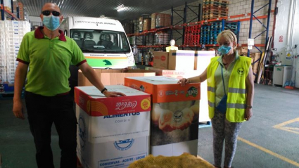 Voluntarios de la delegación placentina del Banco de Alimentos.