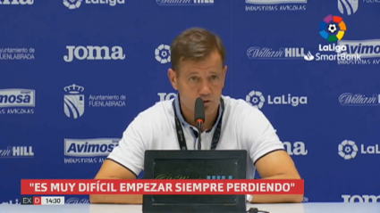 Manuel Mosquera en rueda de prensa tras el partido en Fuenlabrada