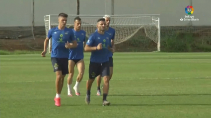 Futbolistas del Extremadura durante un entrenamiento