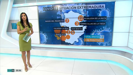 Mapa de los brotes de COVID-19 activos en Extremadura